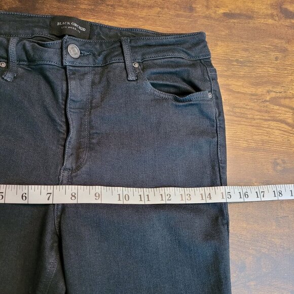 Black Orchard Jeans Womens 28 Jude Mid Rise Skinny Dark Green Comfort Stretch - Picture 8 of 11
